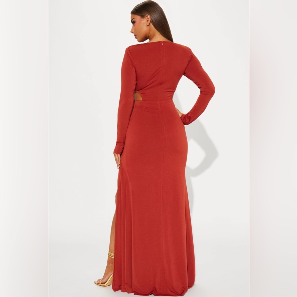 FASHION NOVA DRESS , CORA MAXI DRESS - Color: RUST , Size: Small - Picture 2 of 4
